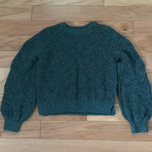 Old Navy | Girls Green Sweater | Balloon Sleeve | Diamond Pattern | size 8 - Picture 1 of 5